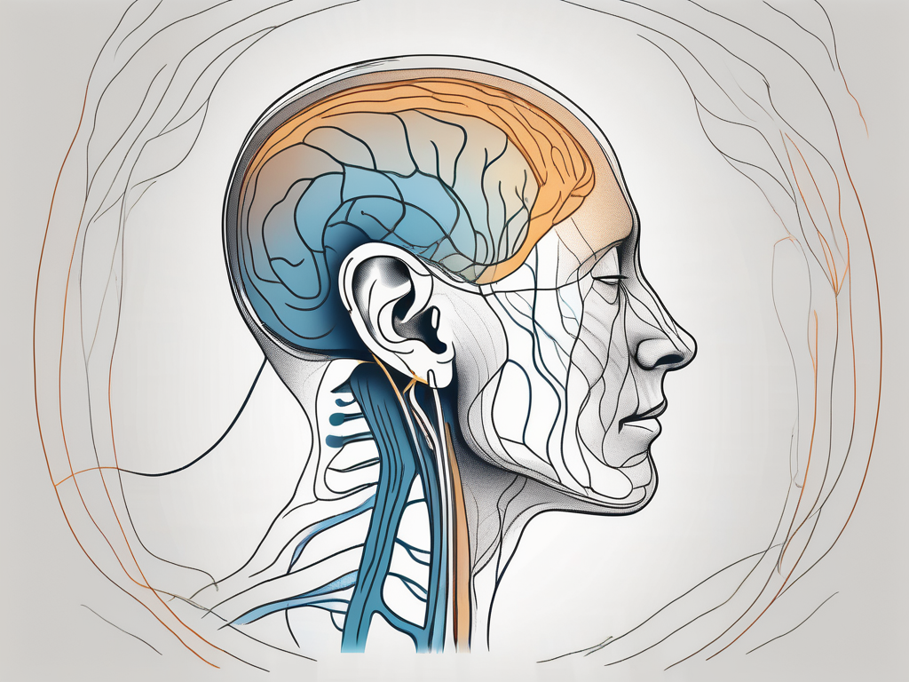 The human ear with the vestibulocochlear nerve highlighted